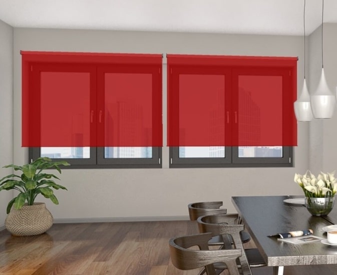 Poloprůhledná červená interiérová látková roleta SKY