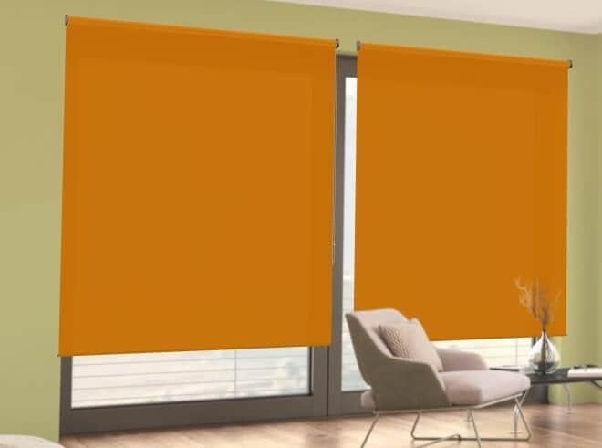 Poloprůhledná oranžová interiérová látková roleta ISON