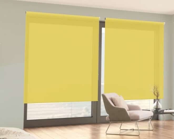 Poloprůhledná žlutá interiérová látková roleta ISON