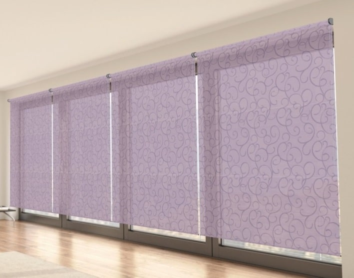 Průsvitná fialová interiérová látková roleta MYA
