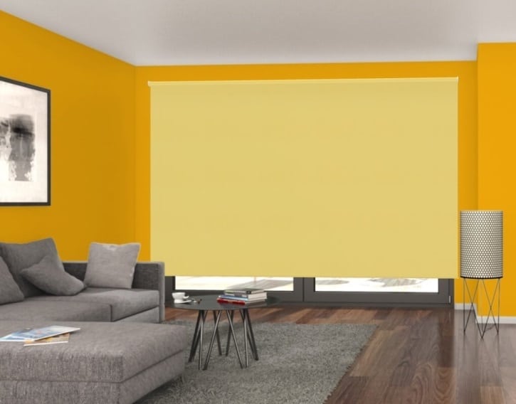 Zatemňovací žlutá interiérová látková roleta KARA