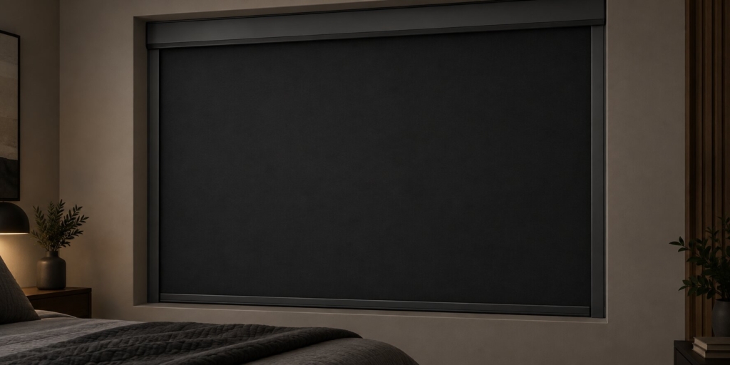 Blackout roleta v kazetě s bočními vodicími lištami